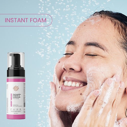 Niacinamide, Probiotic & Kumkumadi Foaming Face & Body Wash (200ml) - Image 2