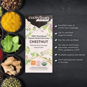 Cultivator's Organic Hair Colour - Herbal Hair Colour for Women and Men - Ammonia Free Hair Colour Powder - Natural Hair Colour Without Chemical, (Chestnut) - 100g