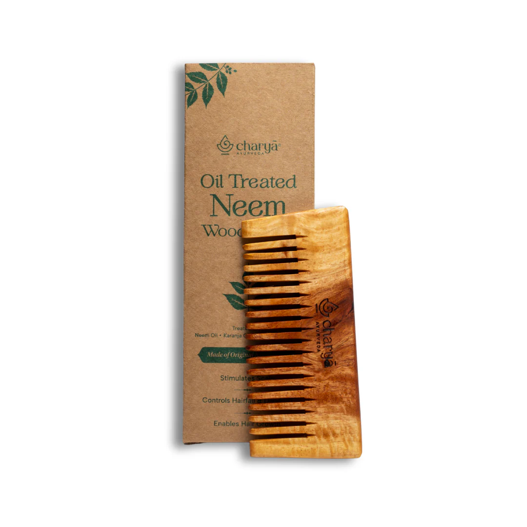 Charya Oil Treated Neem Comb – Detangler - Image 2