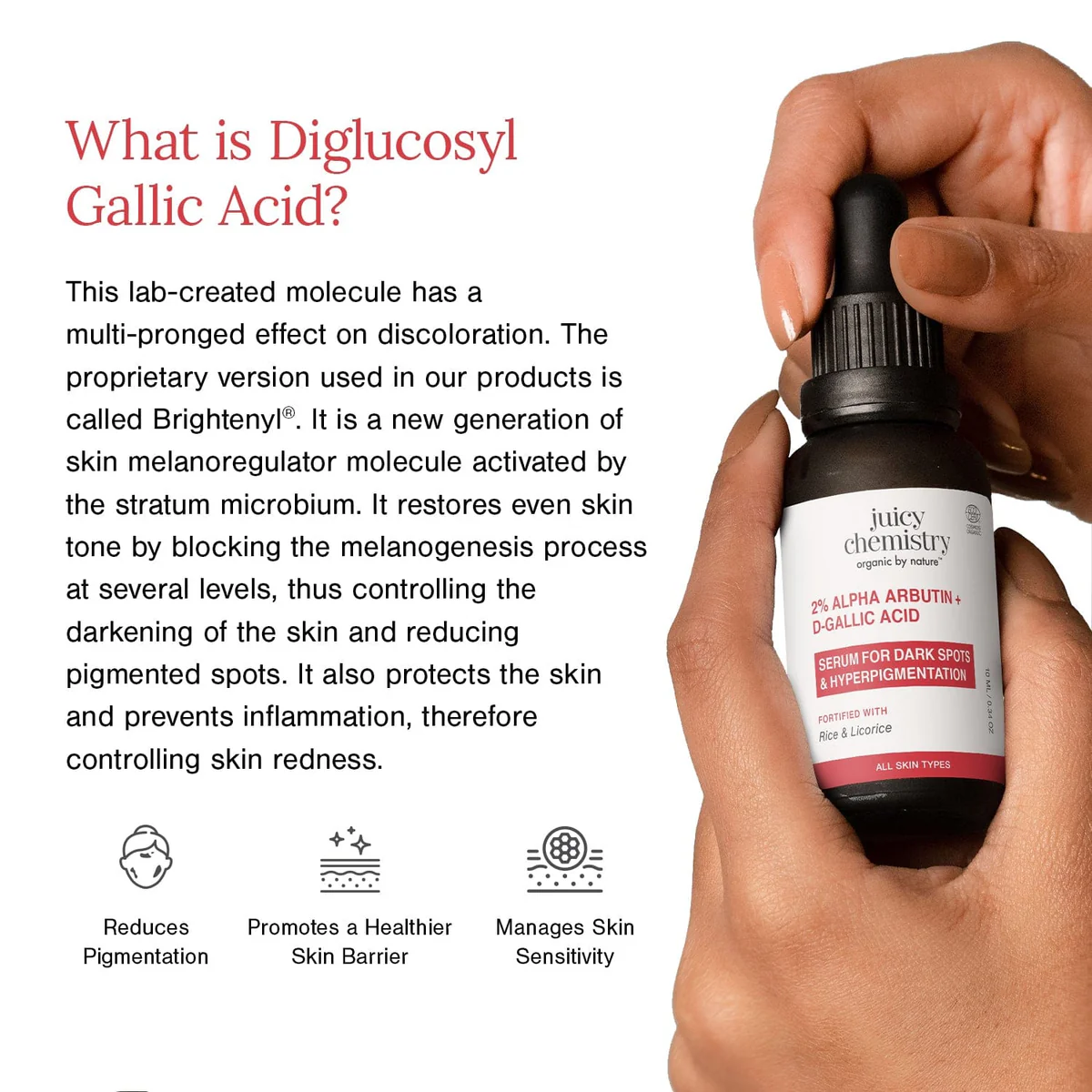 Juicy Chemistry 2% Alpha Arbutin + D-Gallic Acid Natural Face Serum - Image 4
