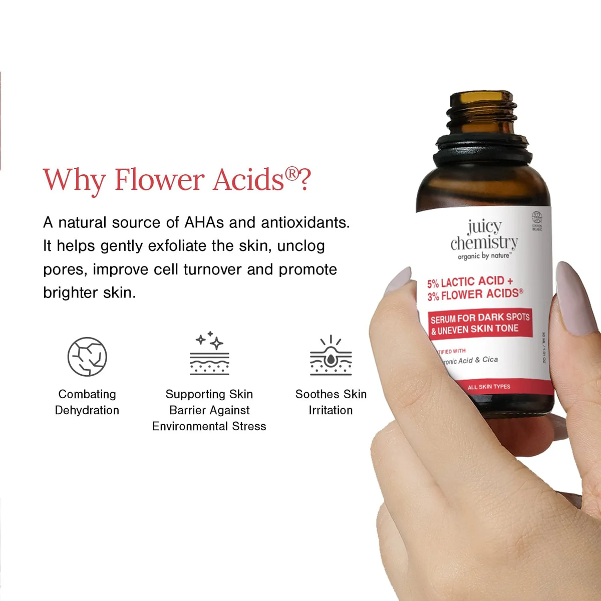 Juicy Chemistry 5% Lactic Acid + 3% Flower Acids Face Serum - Image 5