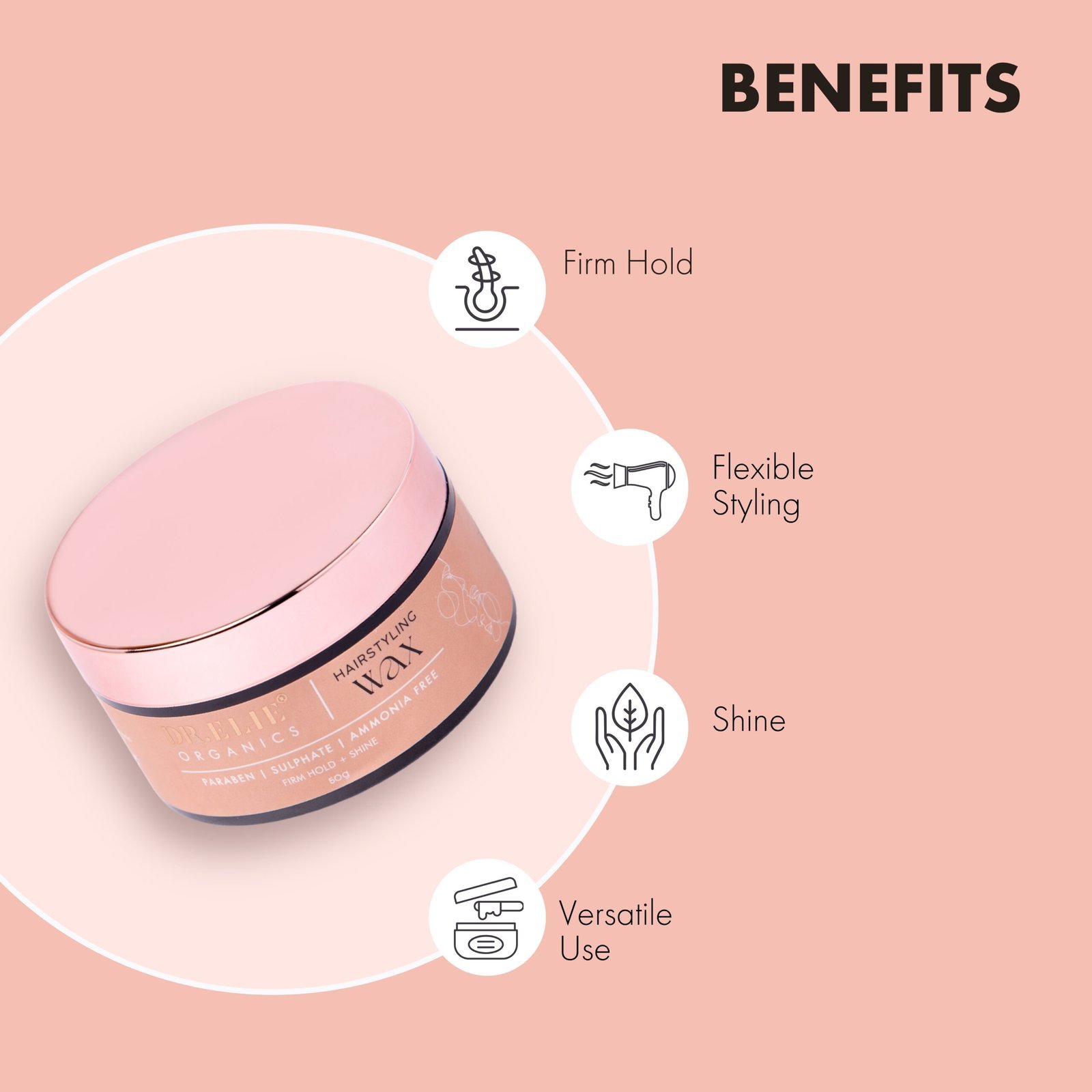 Hairstyling Wax for Strong Hold and Matte Finish (50g ) - Image 5
