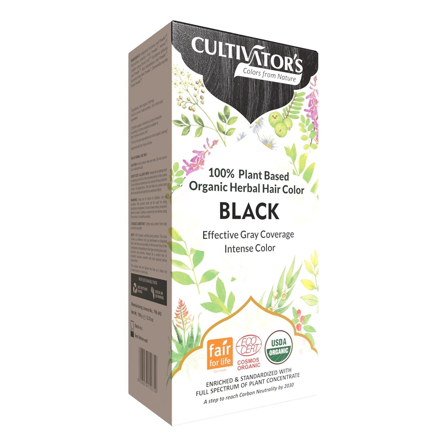 Cultivator's Organic Hair Colour - Organic Herbal Colour for Women and Men - Ammonia Free Hair Coloring Powder - Natural Colour Without Chemical, (Black) - 100g - Image 4