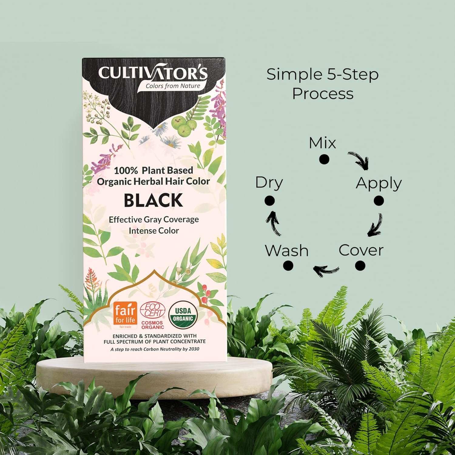 Cultivator's Organic Hair Colour - Organic Herbal Colour for Women and Men - Ammonia Free Hair Coloring Powder - Natural Colour Without Chemical, (Black) - 100g - Image 8