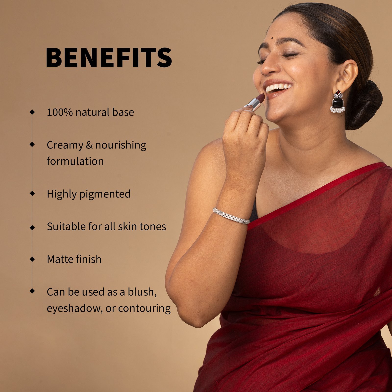 Burgundy - 206 I Barva Natural Ghee-enriched Lipstick (4.3g) - Image 3