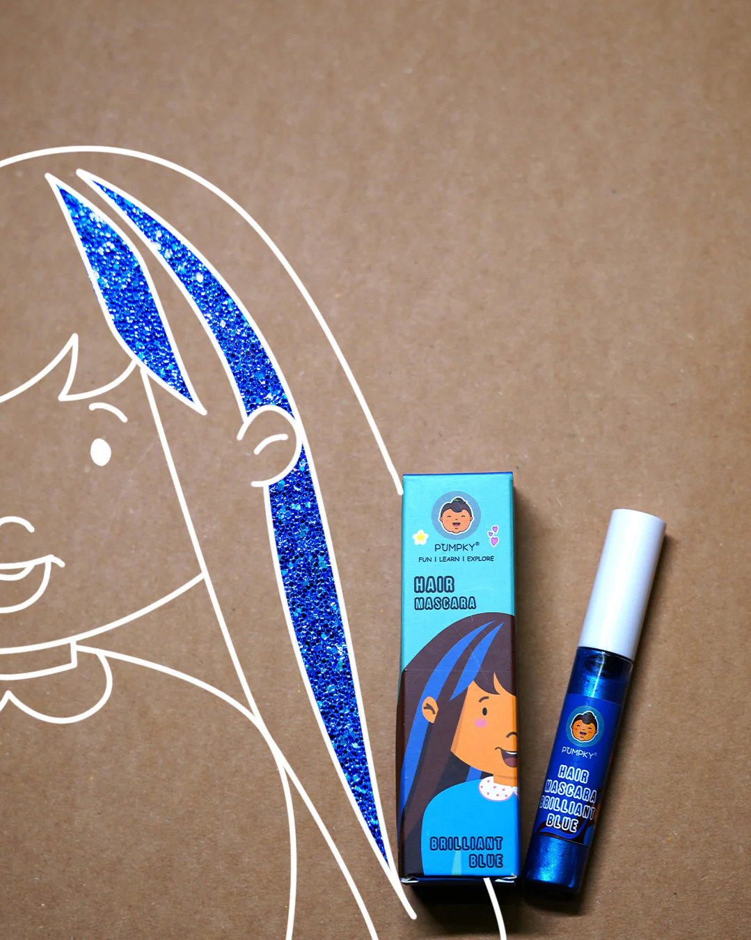 Kids-Friendly Pumpky Hair Mascara – Brilliant Blue (8 ml)