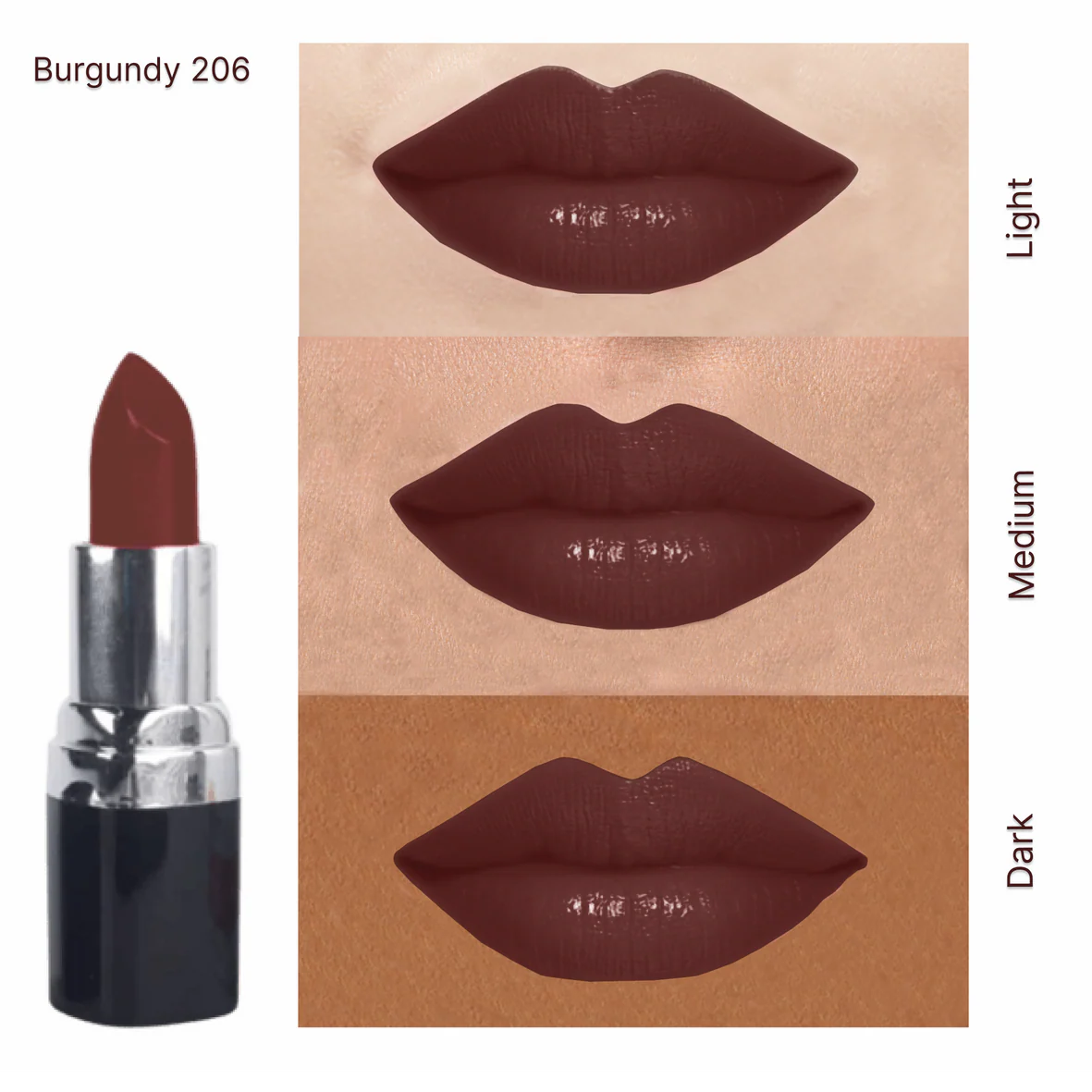 Burgundy - 206 I Barva Natural Ghee-enriched Lipstick (4.3g) - Image 7