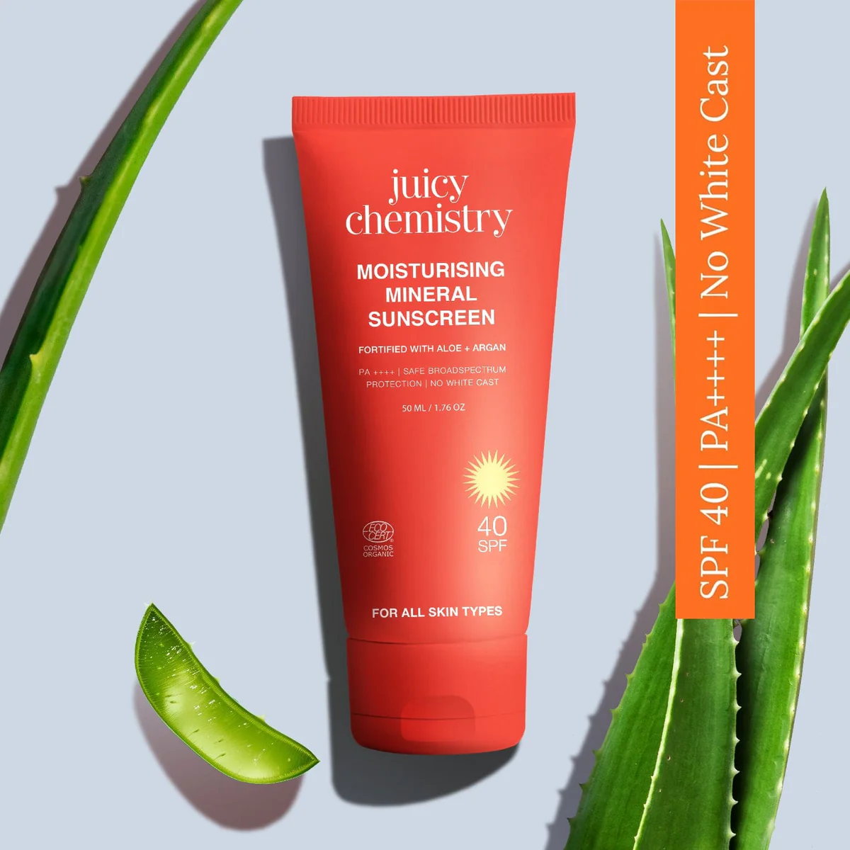 Moisturising Mineral Sunscreen Fortified with Aloe + Argan (50 ml) - Image 2