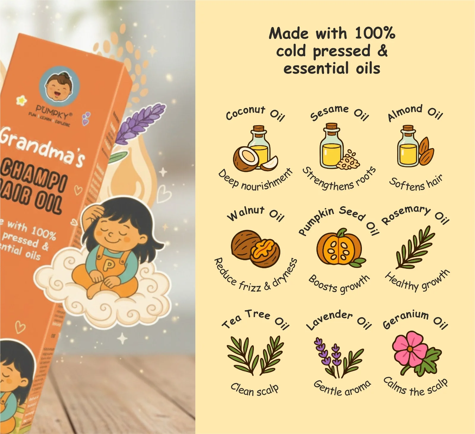 Kids-Friendly Pumpky Grandma's Champi Hair Oil (100 ml) - Image 2